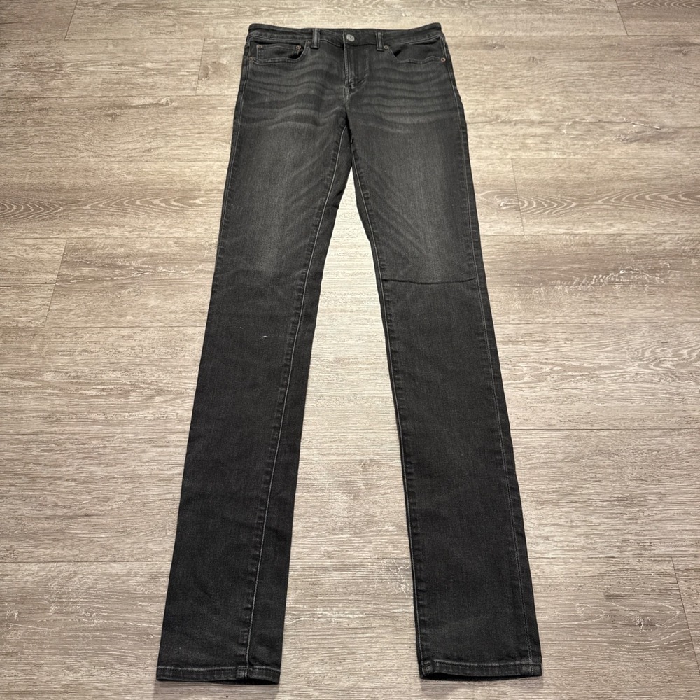 American Eagle Jeans Mens 32 Black Skinny Whiskers Fade 32x36 Cotton Blend Adult